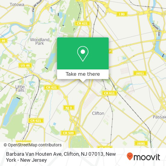 Mapa de Barbara Van Houten Ave, Clifton, NJ 07013