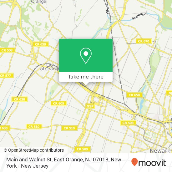 Mapa de Main and Walnut St, East Orange, NJ 07018