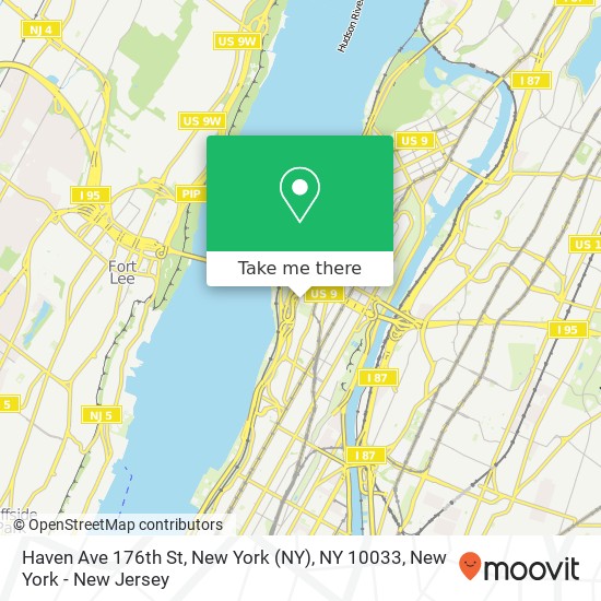Haven Ave 176th St, New York (NY), NY 10033 map
