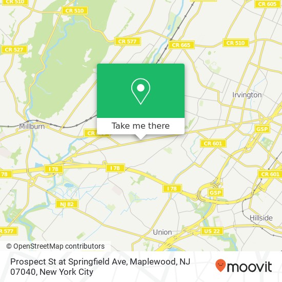 Mapa de Prospect St at Springfield Ave, Maplewood, NJ 07040