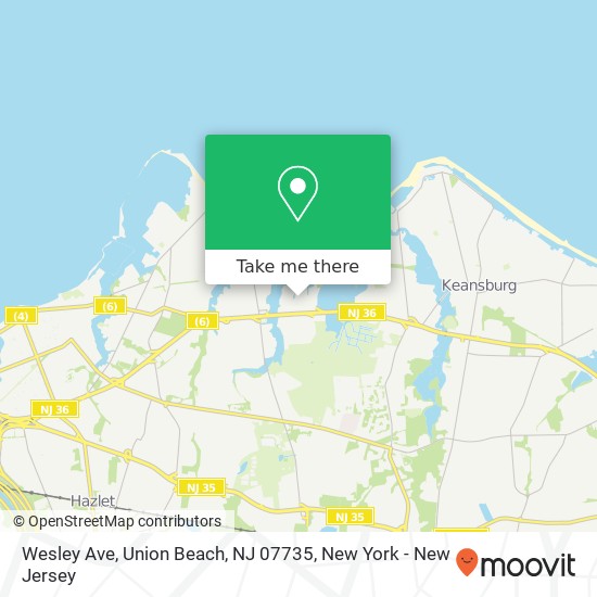 Mapa de Wesley Ave, Union Beach, NJ 07735