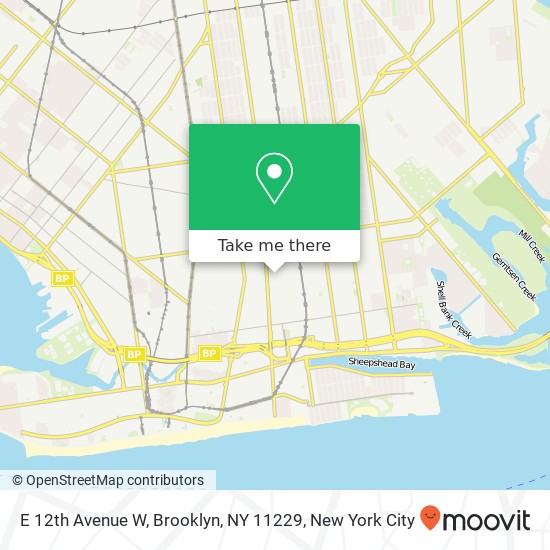 Mapa de E 12th Avenue W, Brooklyn, NY 11229