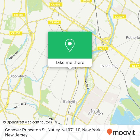 Mapa de Conover Princeton St, Nutley, NJ 07110