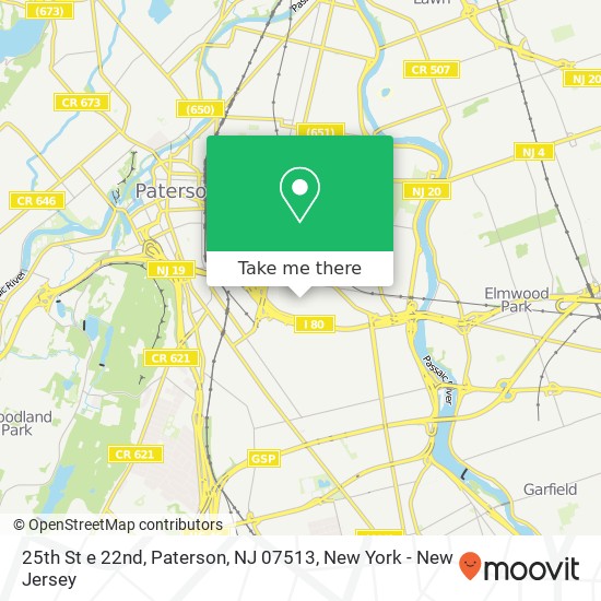 Mapa de 25th St e 22nd, Paterson, NJ 07513