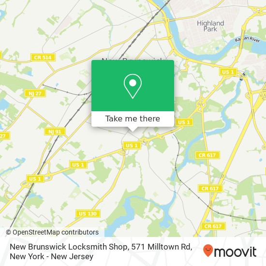Mapa de New Brunswick Locksmith Shop, 571 Milltown Rd