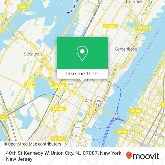 Mapa de 40th St Kennedy W, Union City, NJ 07087