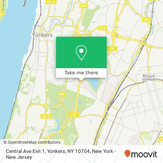 Mapa de Central Ave Exit 1, Yonkers, NY 10704