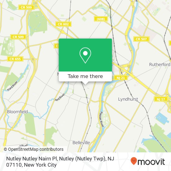 Nutley Nutley Nairn Pl, Nutley (Nutley Twp), NJ 07110 map