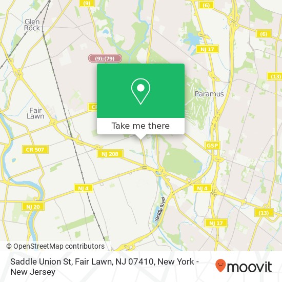 Mapa de Saddle Union St, Fair Lawn, NJ 07410