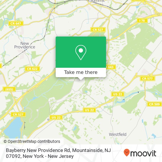 Bayberry New Providence Rd, Mountainside, NJ 07092 map