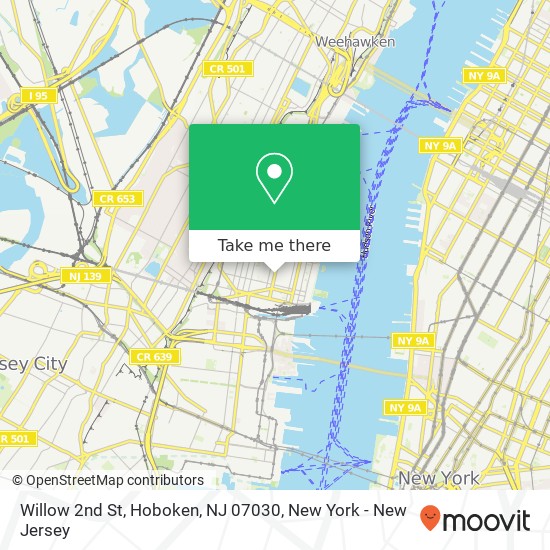 Mapa de Willow 2nd St, Hoboken, NJ 07030
