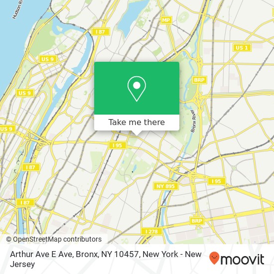 Mapa de Arthur Ave E Ave, Bronx, NY 10457