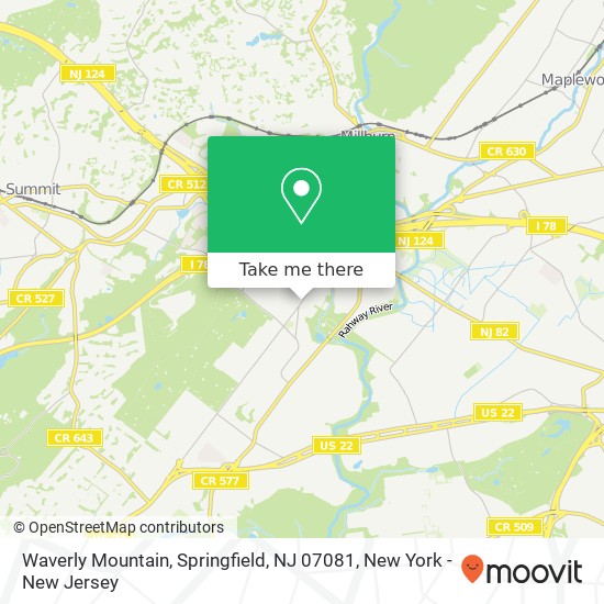 Mapa de Waverly Mountain, Springfield, NJ 07081