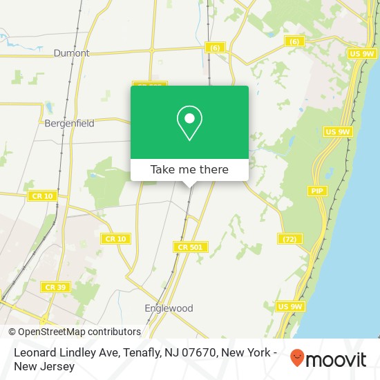 Mapa de Leonard Lindley Ave, Tenafly, NJ 07670