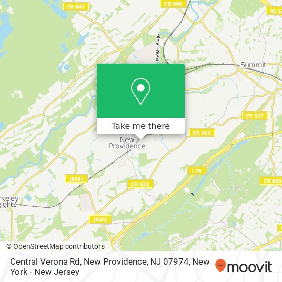 Mapa de Central Verona Rd, New Providence, NJ 07974