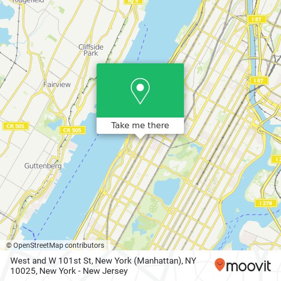 Mapa de West and W 101st St, New York (Manhattan), NY 10025