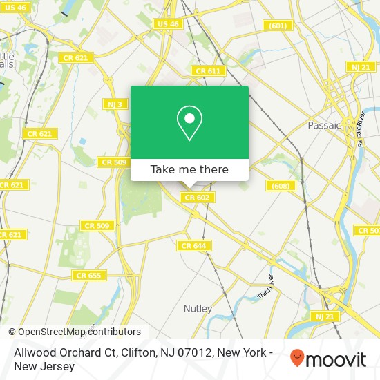 Mapa de Allwood Orchard Ct, Clifton, NJ 07012