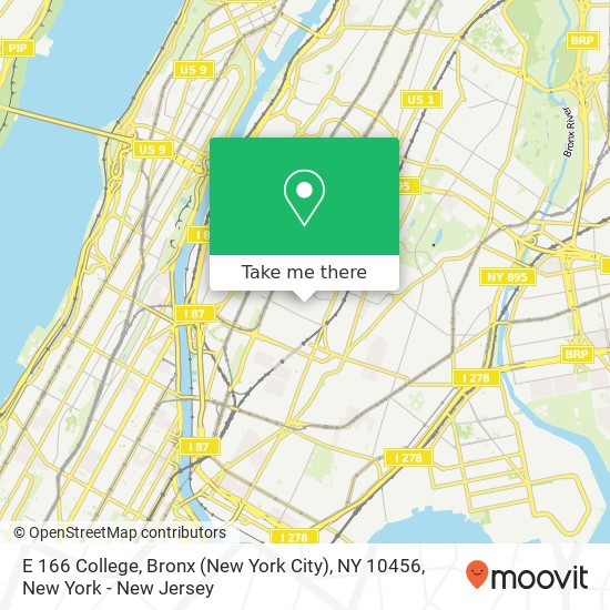 E 166 College, Bronx (New York City), NY 10456 map