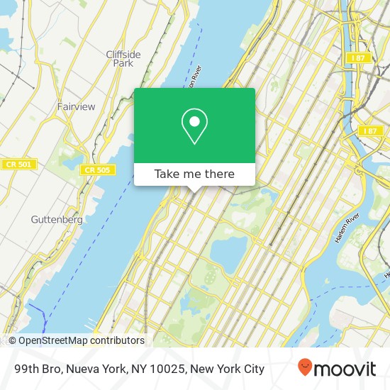 Mapa de 99th Bro, Nueva York, NY 10025