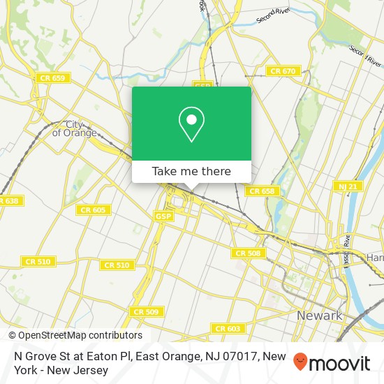 Mapa de N Grove St at Eaton Pl, East Orange, NJ 07017