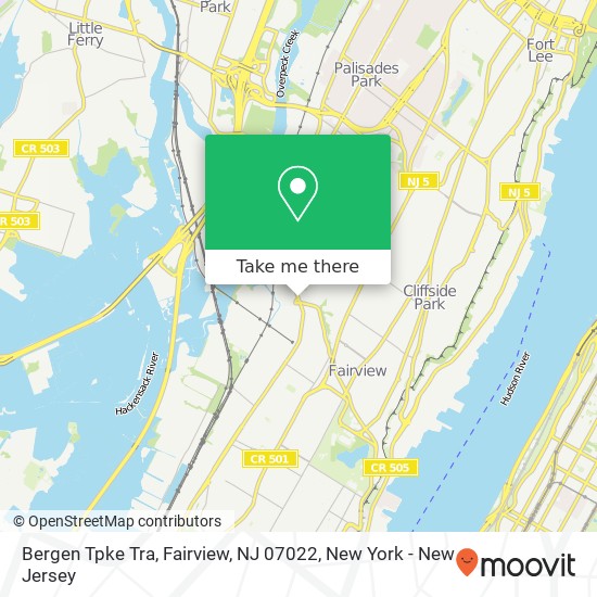 Mapa de Bergen Tpke Tra, Fairview, NJ 07022
