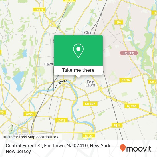 Mapa de Central Forest St, Fair Lawn, NJ 07410