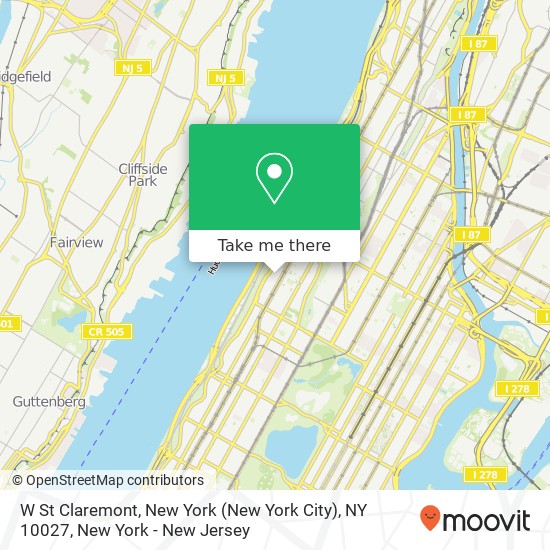 W St Claremont, New York (New York City), NY 10027 map