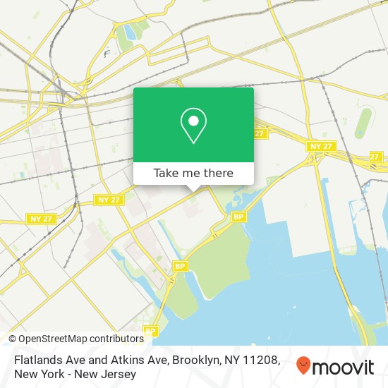 Mapa de Flatlands Ave and Atkins Ave, Brooklyn, NY 11208