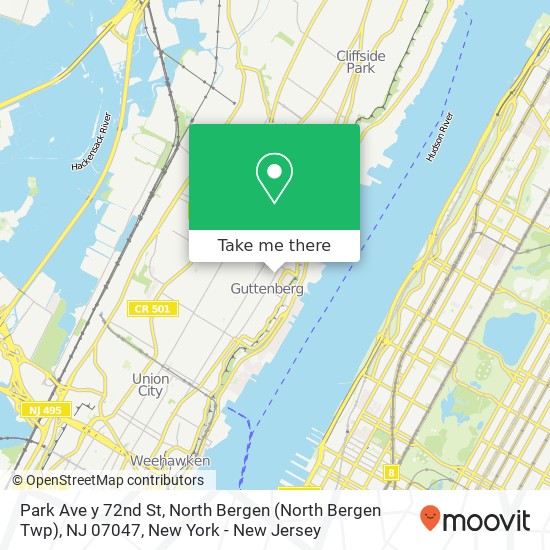 Mapa de Park Ave y 72nd St, North Bergen (North Bergen Twp), NJ 07047