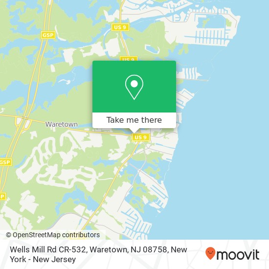 Mapa de Wells Mill Rd CR-532, Waretown, NJ 08758