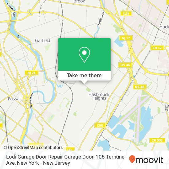 Mapa de Lodi Garage Door Repair Garage Door, 105 Terhune Ave