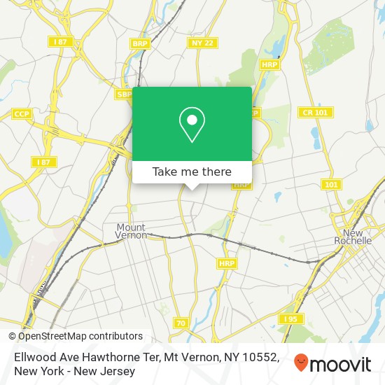 Mapa de Ellwood Ave Hawthorne Ter, Mt Vernon, NY 10552