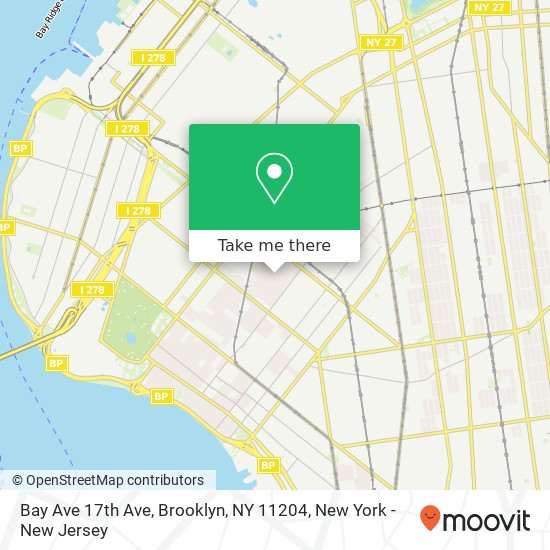 Mapa de Bay Ave 17th Ave, Brooklyn, NY 11204