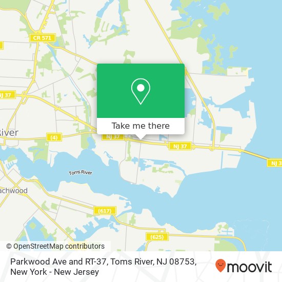 Mapa de Parkwood Ave and RT-37, Toms River, NJ 08753