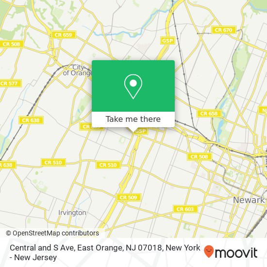 Central and S Ave, East Orange, NJ 07018 map