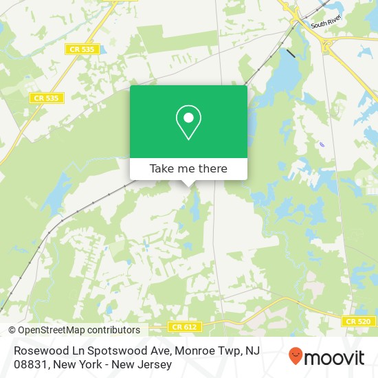 Mapa de Rosewood Ln Spotswood Ave, Monroe Twp, NJ 08831
