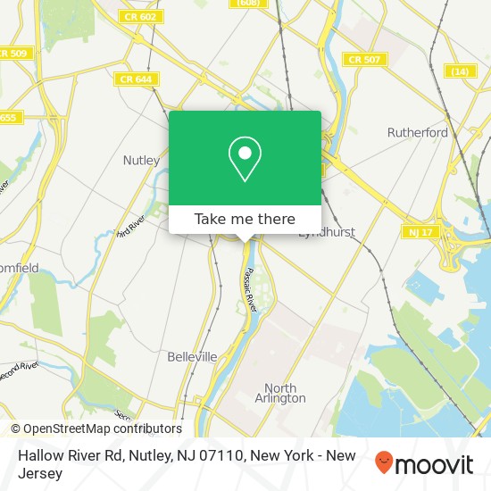 Hallow River Rd, Nutley, NJ 07110 map