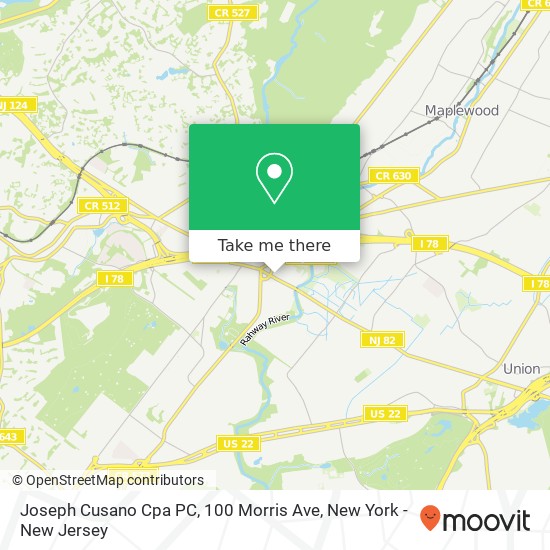 Mapa de Joseph Cusano Cpa PC, 100 Morris Ave
