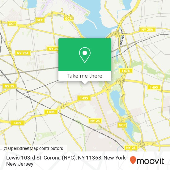 Mapa de Lewis 103rd St, Corona (NYC), NY 11368