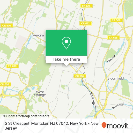 Mapa de S St Crescent, Montclair, NJ 07042