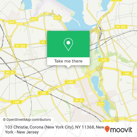 Mapa de 103 Christie, Corona (New York City), NY 11368