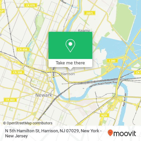 Mapa de N 5th Hamilton St, Harrison, NJ 07029