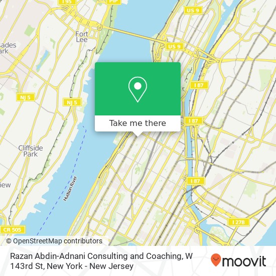 Mapa de Razan Abdin-Adnani Consulting and Coaching, W 143rd St