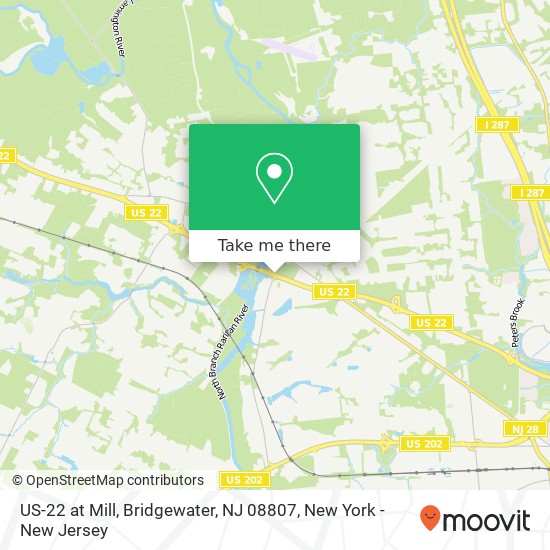 US-22 at Mill, Bridgewater, NJ 08807 map