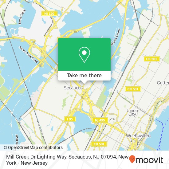 Mapa de Mill Creek Dr Lighting Way, Secaucus, NJ 07094