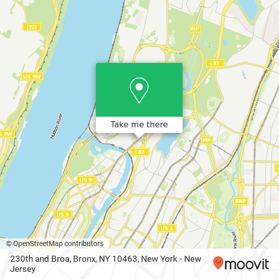 230th and Broa, Bronx, NY 10463 map
