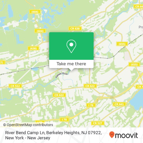 Mapa de River Bend Camp Ln, Berkeley Heights, NJ 07922