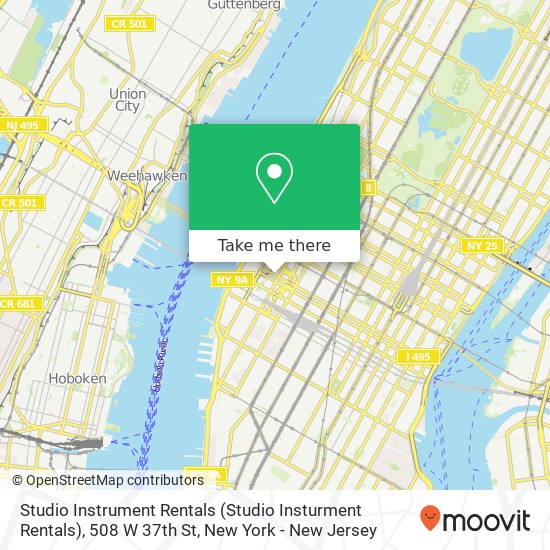 Mapa de Studio Instrument Rentals (Studio Insturment Rentals), 508 W 37th St