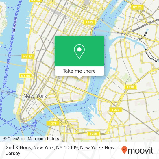 Mapa de 2nd & Hous, New York, NY 10009