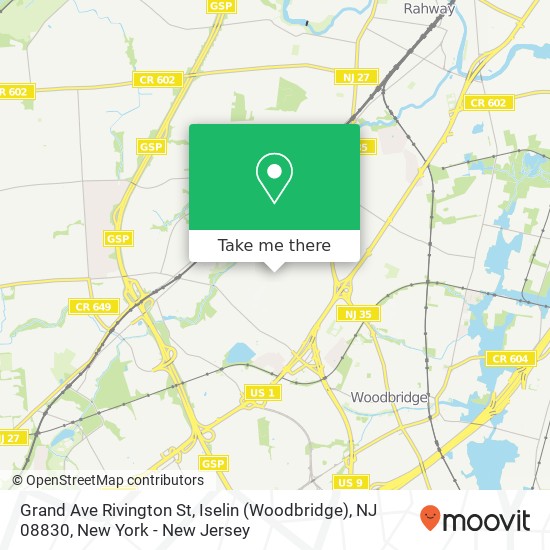 Mapa de Grand Ave Rivington St, Iselin (Woodbridge), NJ 08830